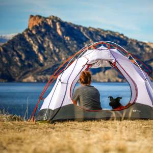 Tent near a lake