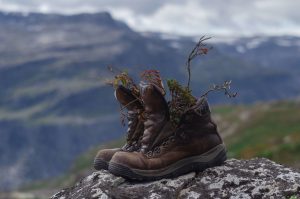 Old Hiking Boots on a Rock
